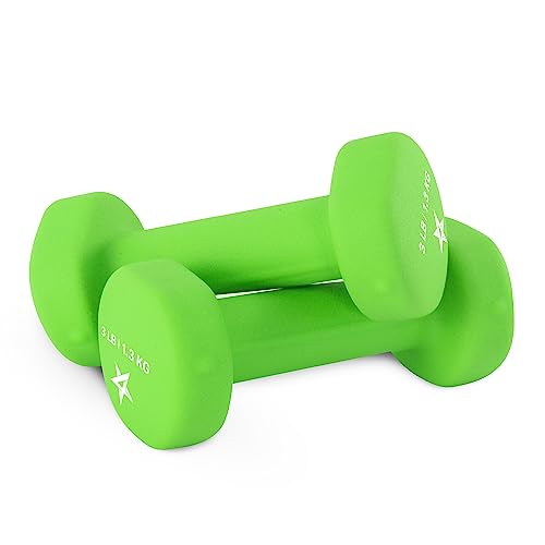 Yes4All Neoprene Coated Dumbbell Hand Weight Sets of 2 - Multiple Weight Options with 15 Colors, Hexagon Shape, Anti-roll, Anti-Slip