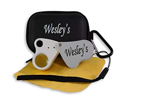 Jewelers Loupe 30X 60X - Jewelry Loop - loupe Magnifier LED Lighted with Case - for Geology, Gems, Gardening, Electronics, Industrial by Wesley's as you wish