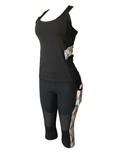 Women Sports Gym Yoga Workout Activewear Sets 2 Pieces Top+Leggings Set (M/L, with Pockets #C) - Thumbnail 7