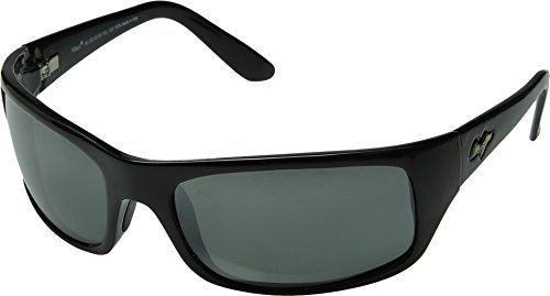 Maui Jim Peahi Polarized Sunglasses,Gloss Black Frame/Neutral Grey Lens,one size