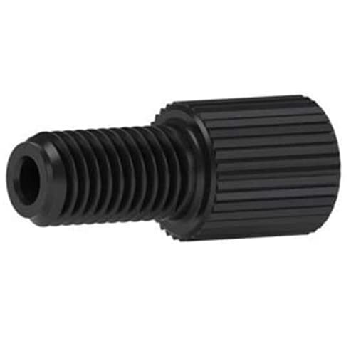 Idex Flangeless Male Nut, Standard Knurl, Black Acetal, 1/8 inch OD Tubing, 1/4-28 Flat-Bottom; 10/Pk