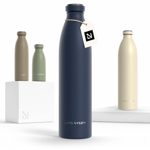 LARS NYSØM Edelstahl Trinkflasche 350ml, 500ml, 750ml, 1L, 1 5 liter | Thermosflasche Kohlensäure geeignet | Auslaufsichere Wasserflasche für Sport, O