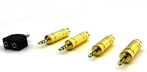 AKPOWER Premium Adapter Stereo Plug 3.5mm M to 1/4" F Adapter Metal - 3.5mm Stereo Plug to 6.35mm (1/4 Inch) Stereo Jack Adaptor - Gold Plated (5-Pack)