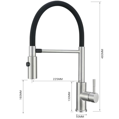 Torneira Gourmet de Cozinha Flexível Misturador Monocomando Inox Escovado