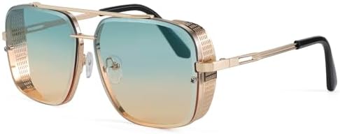 FEISEDY Square Pilot Steampunk Sunglasses for Women Men Vintage - Main Image