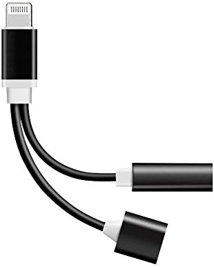 2 in 1 Lightning Adapter for iphone 7 / 7 plus / 8 / X, Lightning Adapter and Charger, Lightning to 3.5mm Earphone Stereo Jack Cable Adapter for iPhone X iPhone 8/8Plus iPhone 7/7Plus - (Black)