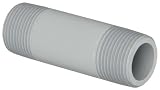 GF Piping Systems CPVC Pipe Fitting, Nipple, Schedule 80, Gray, 3" Length, 3/4" MPT