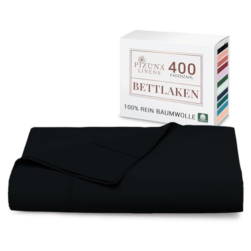 Pizuna Bettlaken 270x310 cm Baumwolle Schwarz 400 Fadenzahl