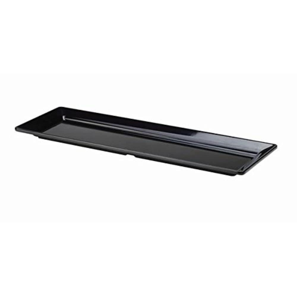Genware NEV-MEL24-BK Melamine Platter, GN 2/4 Size, 53 cm x 16 cm, Black