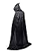 Full Length Men Hooded Cape Cloak Role Play Costume Silk Black XL