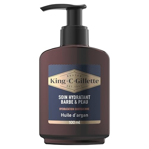 Gillette King C. Soin Barbe Homme, Formule Légère Hydratante À La Vitamine B3 Et À l’Huile D’Argan Conçue Pour Soulager La Peau Sèche, 100ml