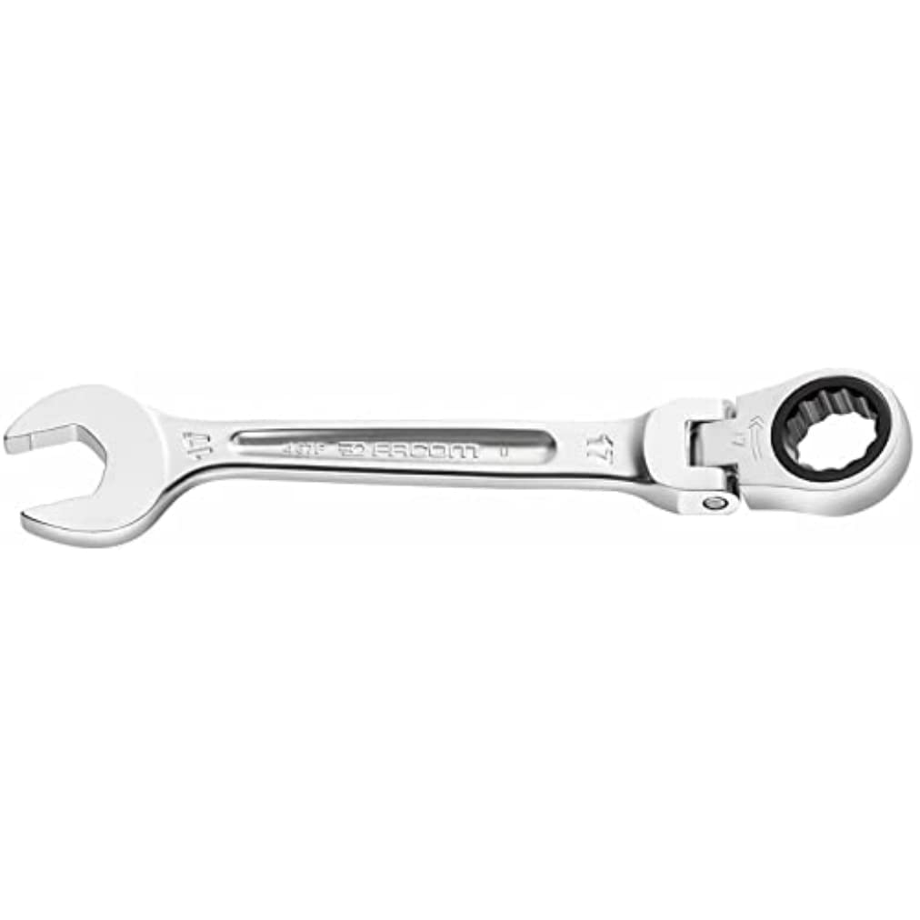 Facom Metric Articulated Ratchet Combination Wrench, Silver, 14 mm