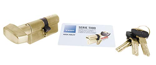 Tesa TX8B3035L Handle Abloy TX853035L High Security Cylinder TX80, 30 x 35 mm, Long Leve, Wrench, Brass, 30 x 35 mm