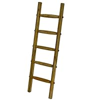 Farmhouse World Blanket Ladder | Handcrafted 5 ft Rustic Decorative Wooden Ladder | Quilt Rack Crafted with Natural Sustainable Dark Mango Wood