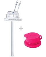 Pura Bundle Silicone Straw, Clear &amp; Silicone Big Mouth Sport Top, Pink (Plastic Free, NonToxic Certified, BPA Free)