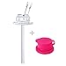 Pura Bundle: Pura Silicone Straw, Clear & Silicone Big Mouth Sport Top, Pink (Plastic Free, Certified, BPA Free)