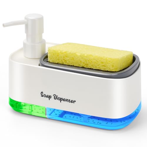 Bestseek Set 3 in 1 con dispenser per sapone e sapone, doppia pompa, bianco