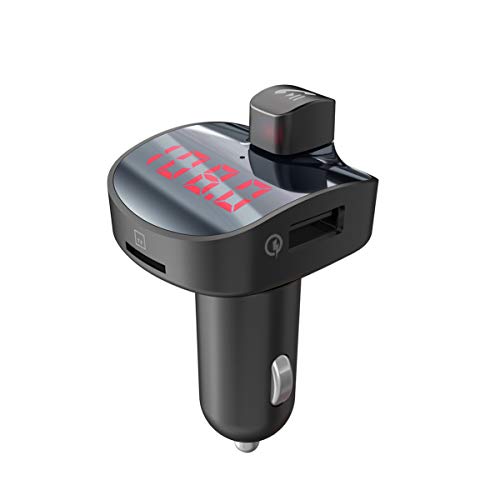 Wireless Bluetooth FM Transmitter Car Kit, Hands Free Calling for All Smartphones 2 USB Ports, PowerIQ Technology SmartCharge Output 2.1A