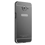 Creazy® Aluminum Metal Frame Acrylic Mirror Back Cover Case for Samsung Galaxy G530 (Black)