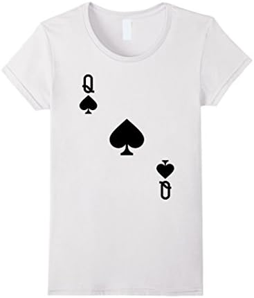 Womens Queen of Spades Costume T-Shirt Halloween Deck of Cards Small White