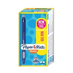 Paper Mate InkJoy Gel Pens, Medium Point, 0.7 mm, Blue Barrel, Blue Ink, Pack of 12