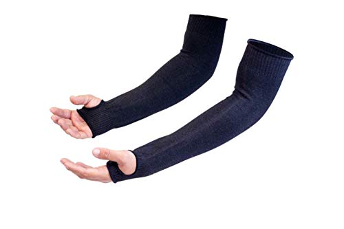 Magid Cut Resistant Protective Arm Sleeves | 100% Kevlar Knit 18" Double Layered Cut Resistant Sleeve with Thumb Slot - Cut Level 4, Fire Resistant, 18" Length, Black (1 Pair)