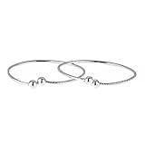 Ball Ends .925 Sterling Silver West Indian BABY Bangles 6.2 Grams (Pair) (MADE IN USA)