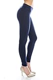 Cotton Spandex Basic Knit Jersey Regular and Plus Size Full Leggings for Women Navy XXL