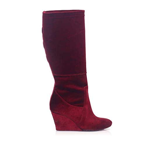 burgundy wedge boots