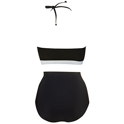 LA PLAGE Women's High Waist Vintage Push Up Padded Swimsuit Size XXL Black - Thumbnail 3