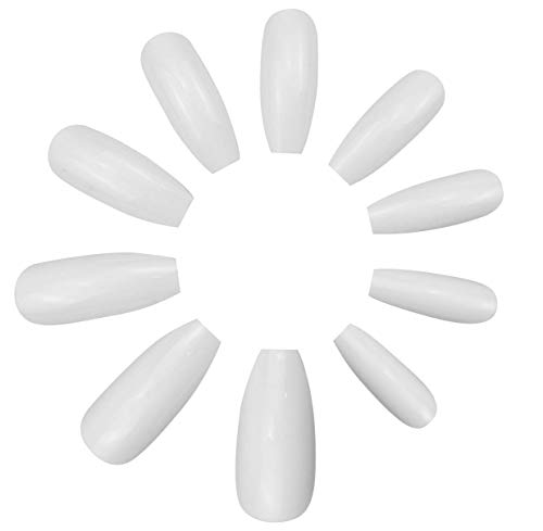 image for Bekith 1000 PCS Coffin Nails Long Ballerina Fake Nail Tips White Full 