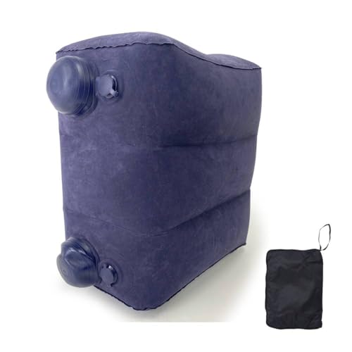 Japard Inflatable Foot Rest Pillow for Travel Airplane, Kids Airplane Bed for Toddler, Adjustable Height Portable Elevating Leg for Train Office Car Adults Seniors Navy