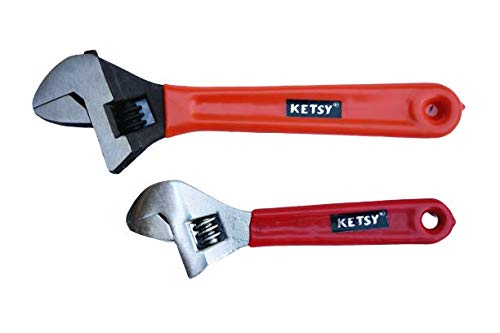 KETSY Chromium Steel Adjustable Wrench - Set of 2 (Multicolour, 6 and 8 Inch)