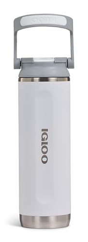 IGLOO Thermoflasche Sipper 20 – Edelstahl-Trinkflasche 570 ml, isoliert & auslaufsicher, Kohlensäure geeignet, Weiß – BPA-frei, für heiße & kalte Getränke
