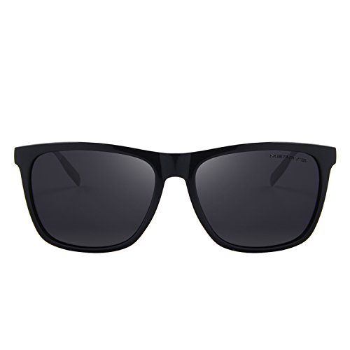 MERRY'S Unisex Polarized Aluminum Sunglasses Vintage Sun Glasses For Men/Women S8286 (Black, 56)