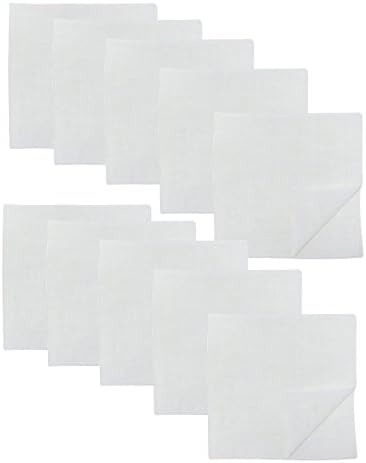 Set of 10 Cotton Square Handkerchiefs with Rolled Border