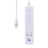 GreatYakonn 3-Outlets Surge Protector Power Strip with 2 High Speed USB Charger Extension Cord 2000W/15A for iPhone 7/6/6s plus iPad Air Mini Samsung Smartphone Tablet Laptop(6Ft Cord,White)