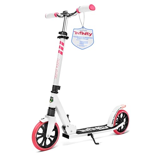 SereneLife Roller, Stabiler Cityroller, Höhenverstellbarer Big Wheel Scooter, Klappbar Inkl. Tragegurt, Ständer und Trittbremse, für Kinder und Erwach