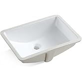 MEJE #202F -20.9 Inch Porcelain Undermount Bathroom Sink, Rectangle Lavatory Vanity Sink, Undercounter Basin, White