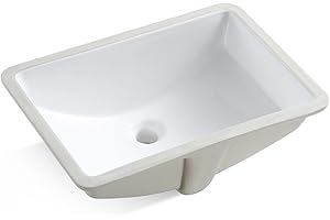 MEJE #202H -18 Inch Rectangle Undermount Bathroom Vessel Sink, Ceramic Lavatory Vanity Pure White…