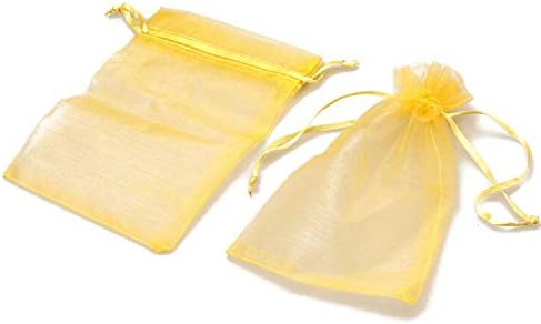 G2PLUS Gold Organza Gift Pouches, 10x15 CM Medium Organza Favour Bags, 100 PCS Wedding Jewelry Bags - Image 5