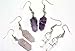 3 Pair Double Terminated Wire Wrapped Amethyst, Quartz and Rose Quartz Crystal Point Earrings