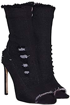 denim open toe booties