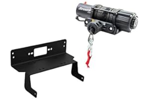 SuperATV Black Ops 4500 LB Winch and Winch Mounting Plate for 2016+ Polaris Ranger 570 Full-Size/Crew | Powder-Coating Prevents Corrosion | Compatible with Many OEM and Aftermarket Winches