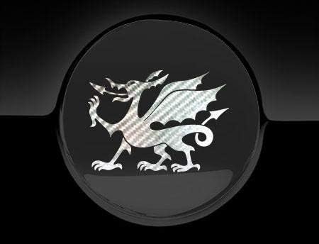 Fuel Cap Stickers Welsh Dragon, Silver Carbon