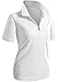 CLOVERY Golf Wear Moisture Wicking Short Sleeve Zipup Polo Shirt White Medium
