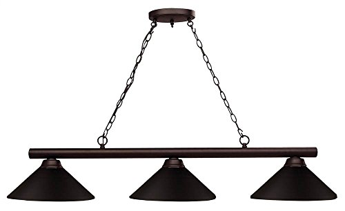 Z-Lite 155-3BRZ-MBRZ Shooter Three Light Billiard, Steel Frame, Bronze Finish and Bronze Shade of Metal Material