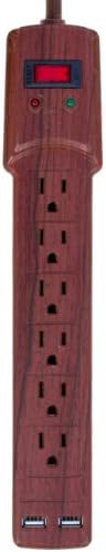 Invisiplug 6-Outlet Surge Protector with 2 USB Ports and 900 Joules Protection, Model DO004