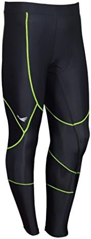 Salmans Men's Athletic Compression Tight Pant Base Layer- Provides Graduated Compression (X-Large (37"-38.5"), Black/Neon )