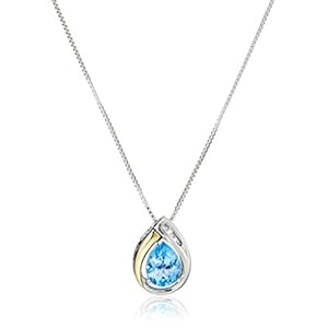 Sterling Silver and 14k Yellow Gold Birthstone Pendant Necklace, 18"